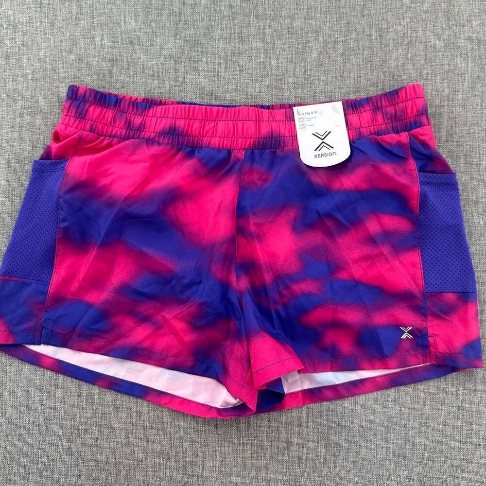 NEW Xersion Little Big Girls Sport Shorts Lined Adjustable Waist L Quick Dr